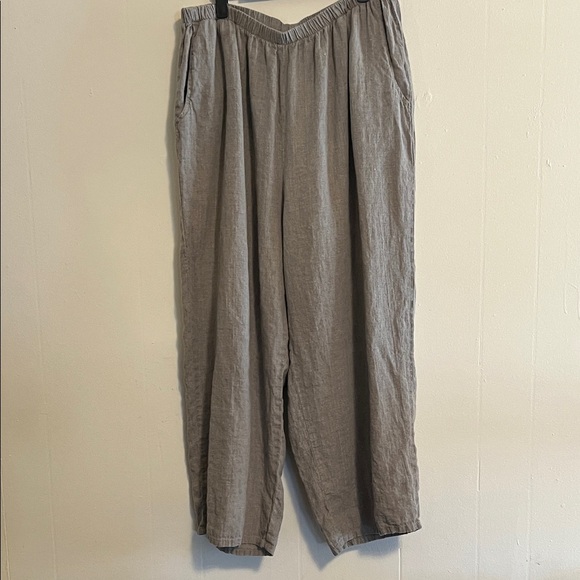 Flax tan/gray Linen Jacket and pant set - Picture 3 of 5